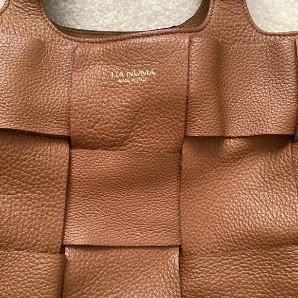 Lia Numa Genuine Leather Made In Italy Ladies Large Tote Basket Weave Pattern - Picture 3 of 15